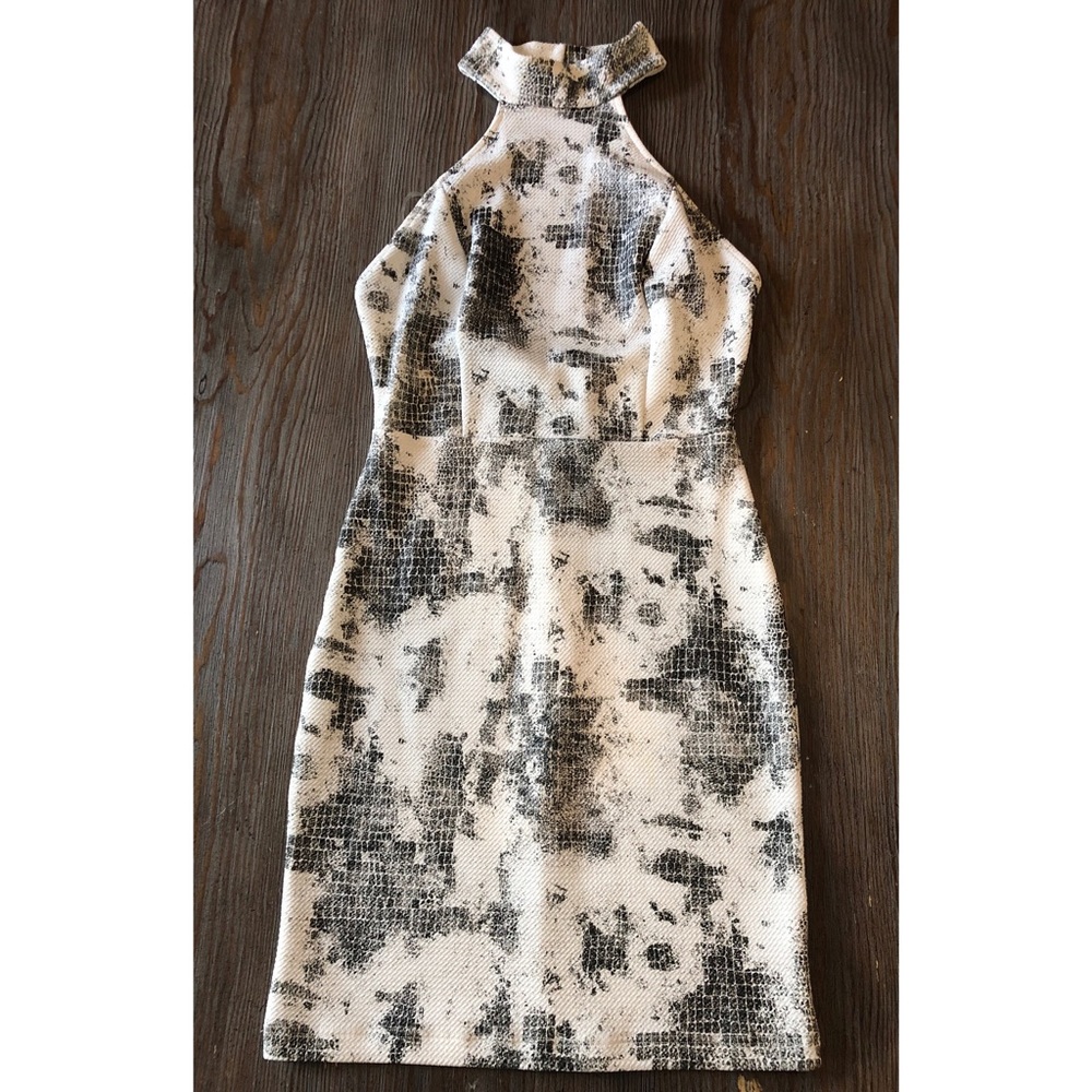 Black and white snakeskin patterned mini dress